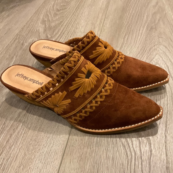 JEFFREY CAMPBELL Shoes Billy Brown Suede Pointed Toe Western Mule 7.5 - Picture 8 of 9